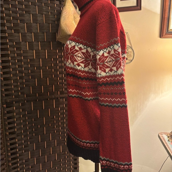 Vintage 70s Red and Black Turtleneck Sweater - Picture 3 of 7